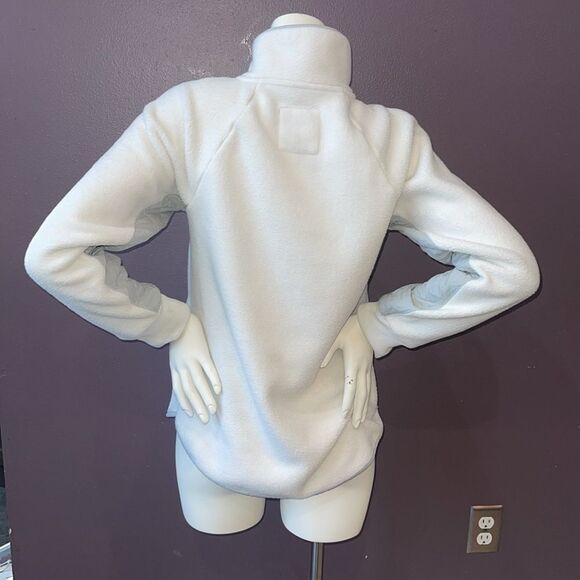 Abercrombie & Fitch Asymmetrical Snap Fleece Sweatshirt GREY & White Size Small - Picture 5 of 12
